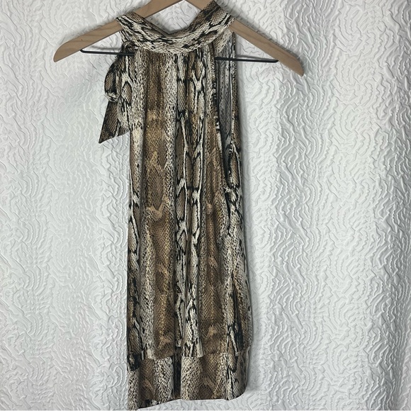 Heart Soul Snake Skin Print Neck Tie Halter Top - Picture 4 of 8